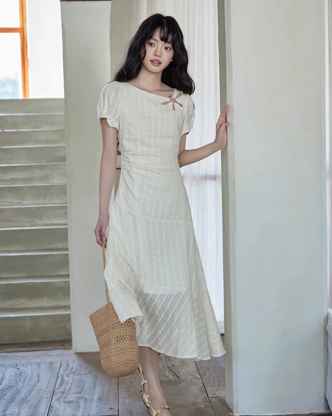 Cotton Apricot Long Dress SMS0026