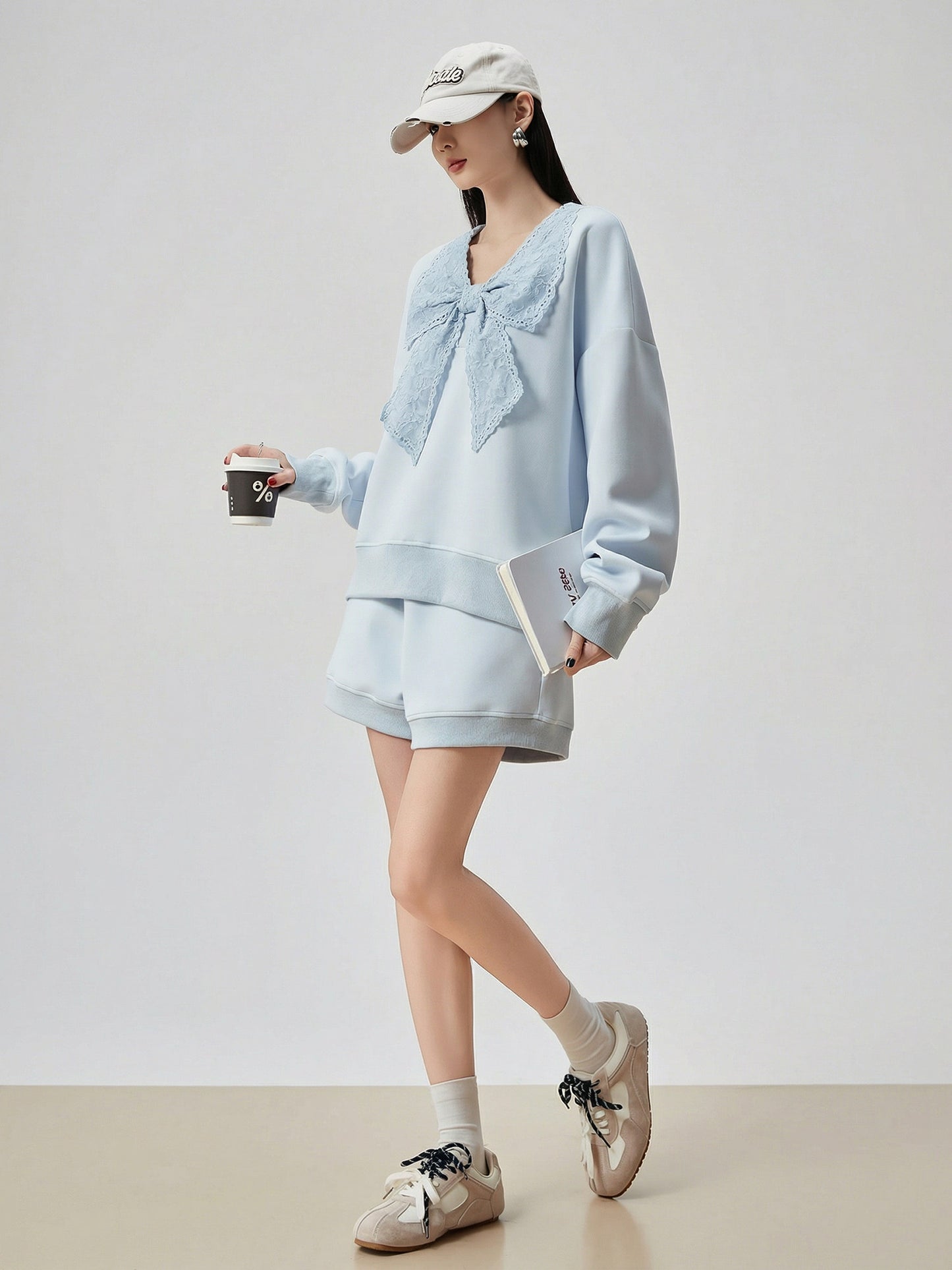 Lace Ribbon Long-Sleeve Top / Shorts FER0043