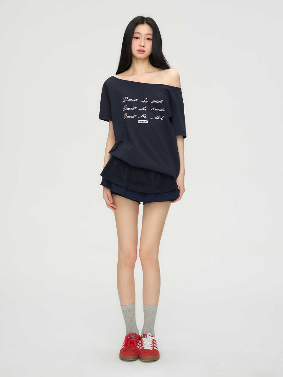 Navy Blue Double Layer Skirt PUC0017