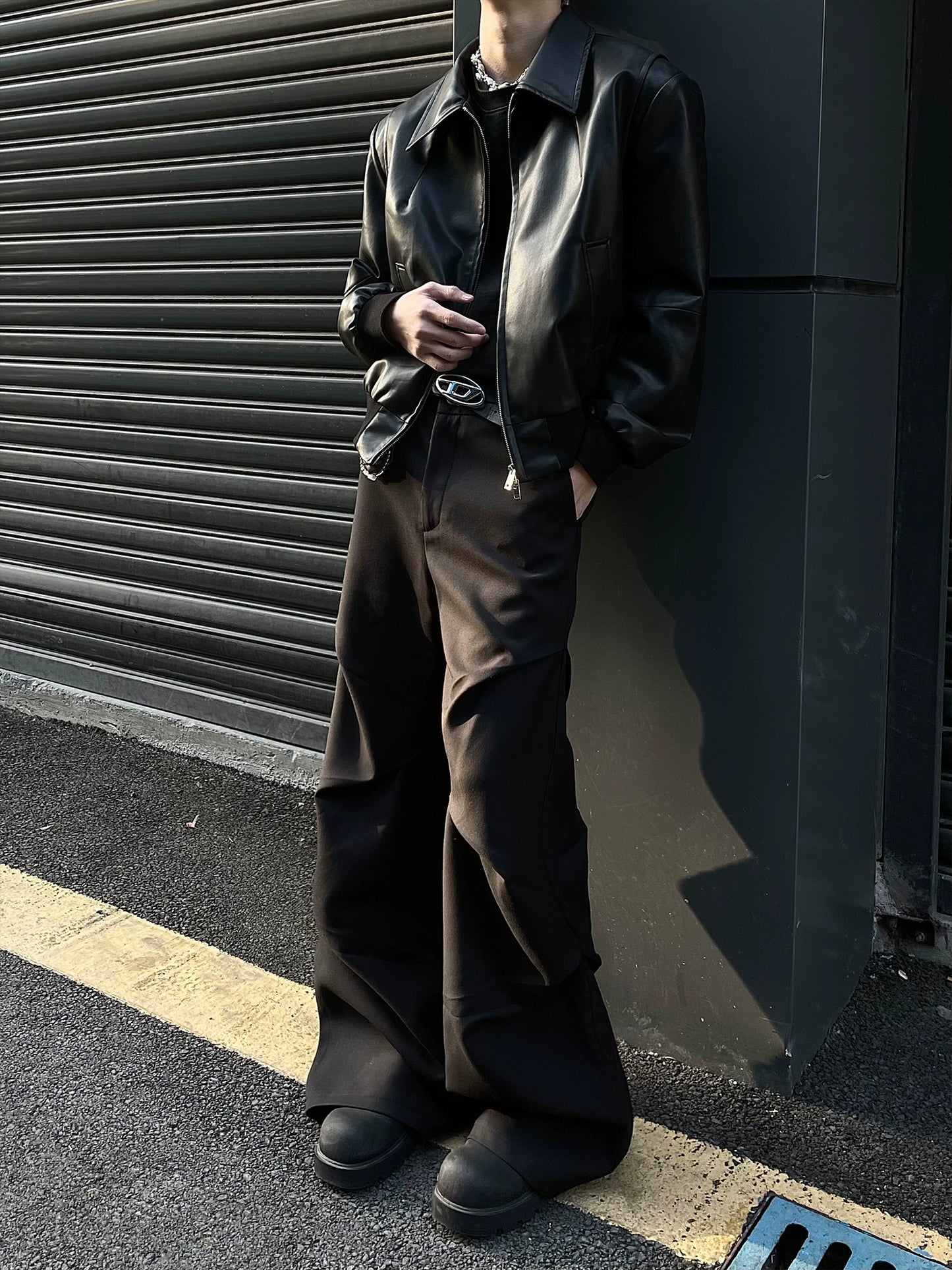 Wide Leg Pleated Casual Pants FLG0005