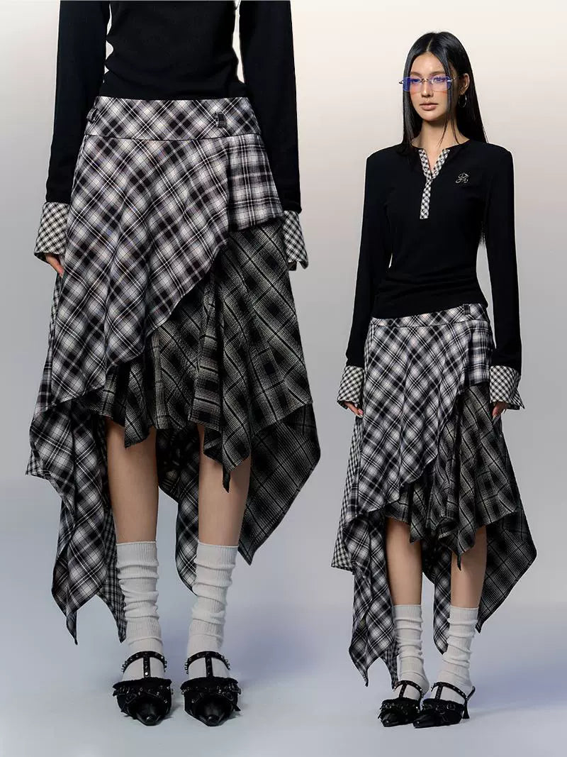 Paid Asymmetrical Long Skirt PUC0013
