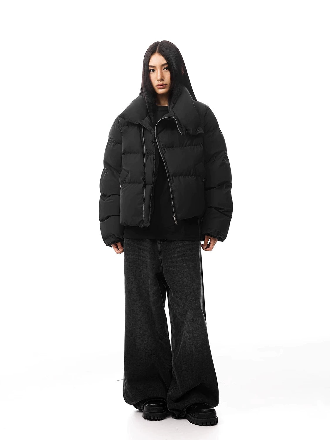 Zipper Stand Collar Short Down Jacket FDR0011