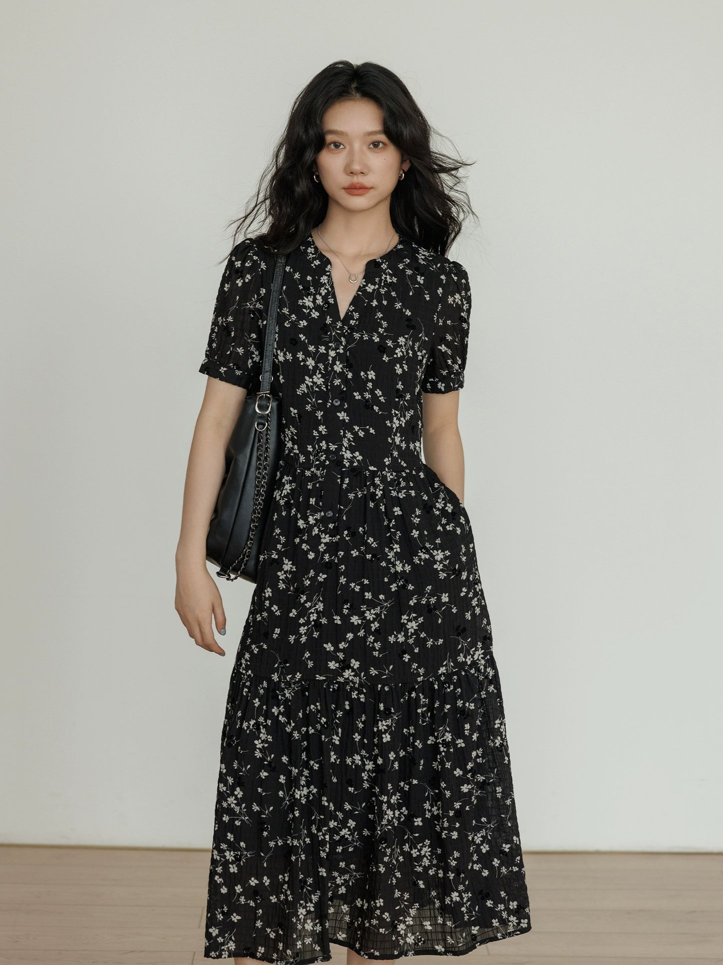 V-Neck Small Floral Dress VAS0078