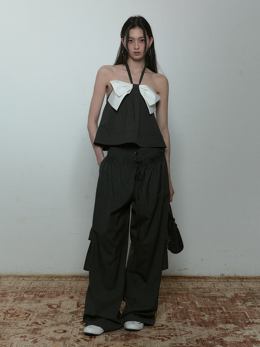 White Ribbon Halterneck Camisole PUC0019