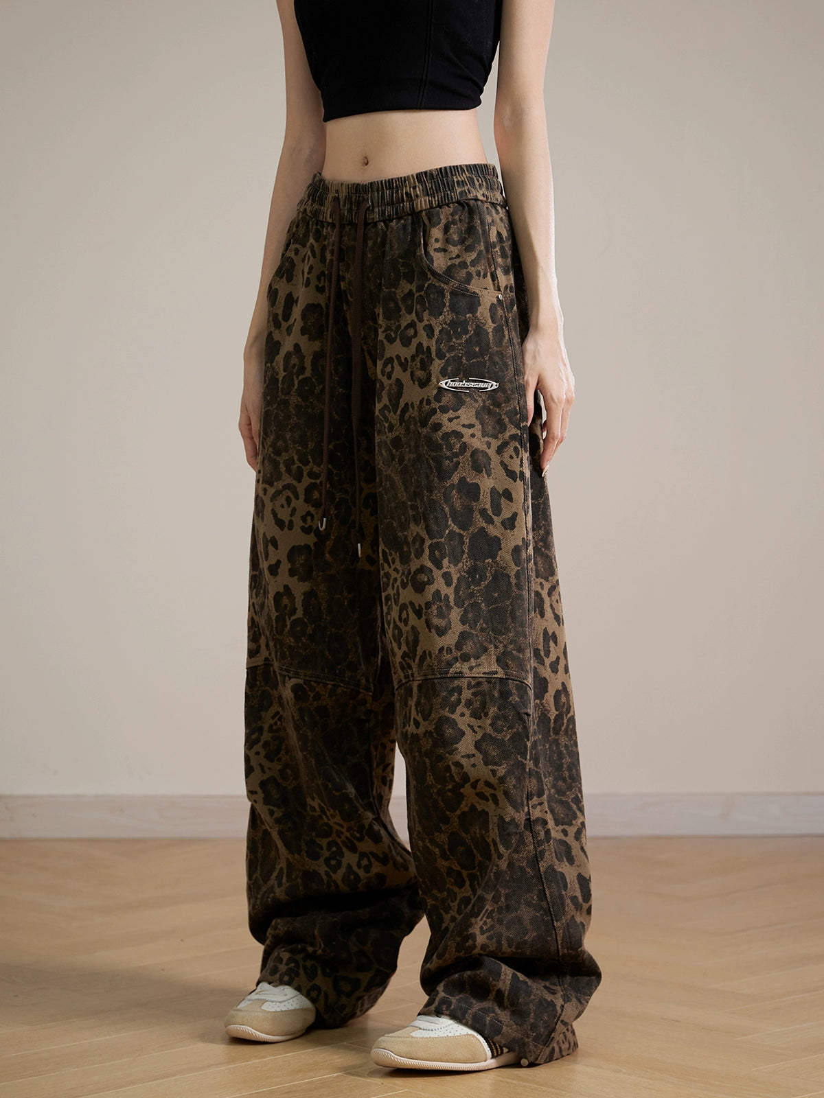 Leopard Print Banding Wide Pants RSM0001