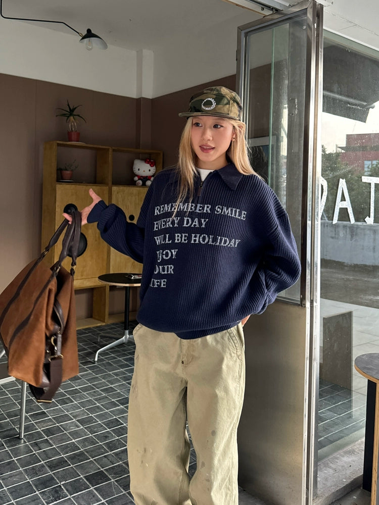 Half-zip Logo Knit Top CYE0017