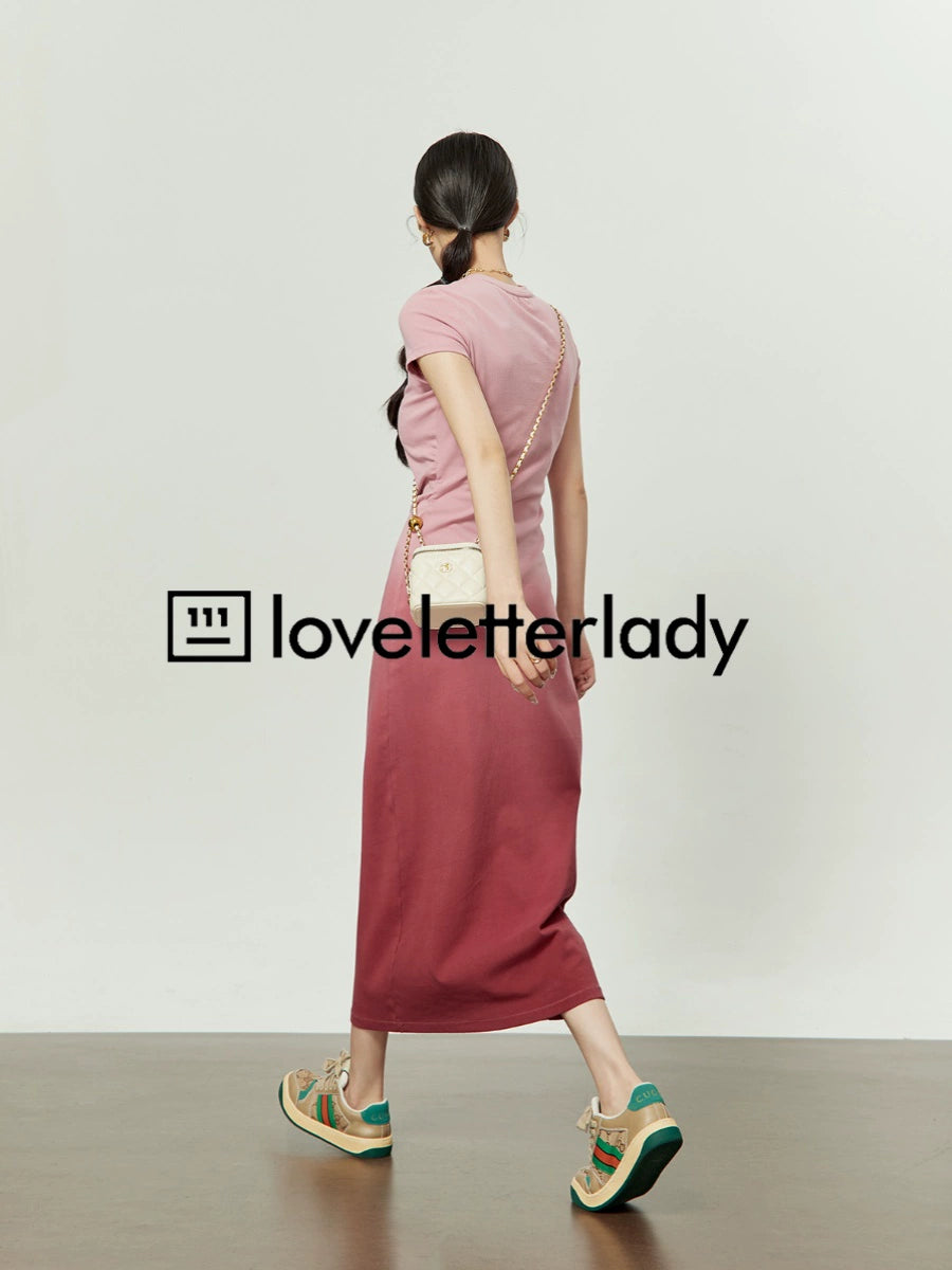Round Neck Gradient Dress LLA0047