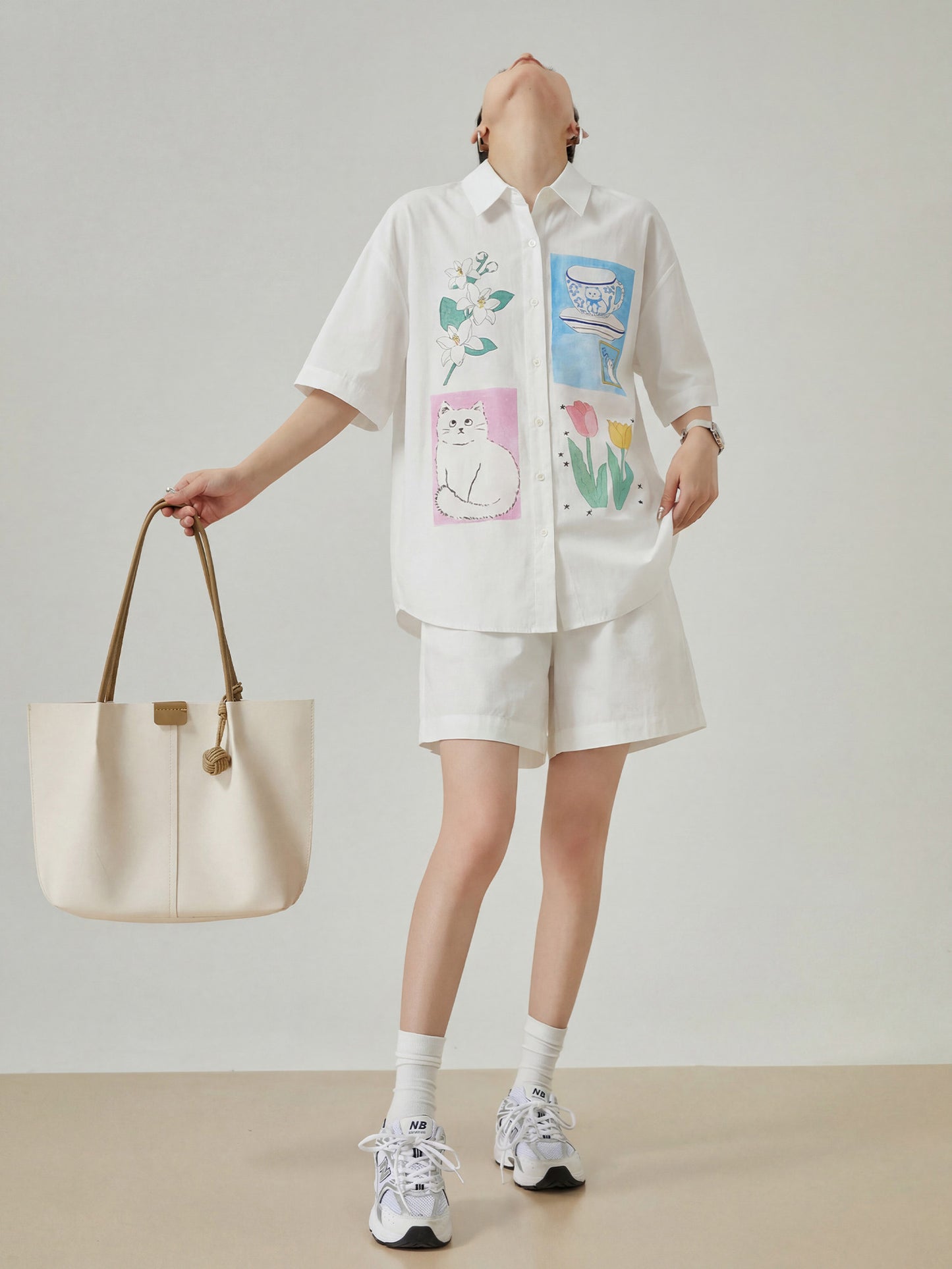 Flower Print Short Sleeve Shirt / Shorts FER0308