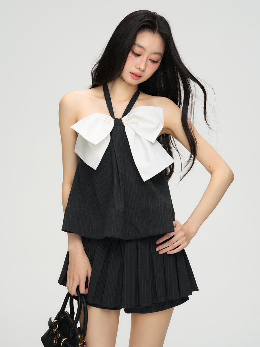 White Ribbon Halterneck Camisole PUC0019
