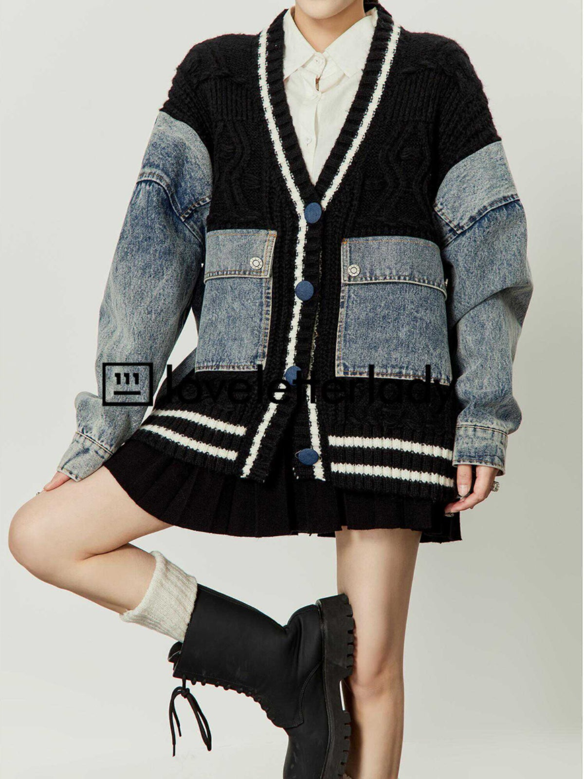 Vintage Stitched Denim Knit Jacket LLA0407