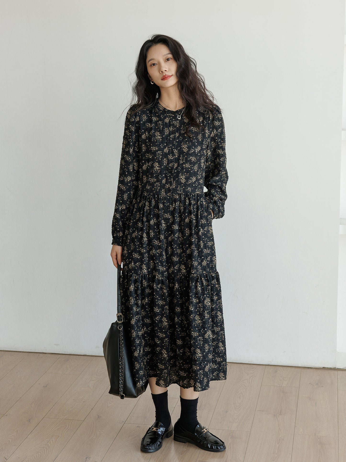 Round Neck Flower Dress VAS0004