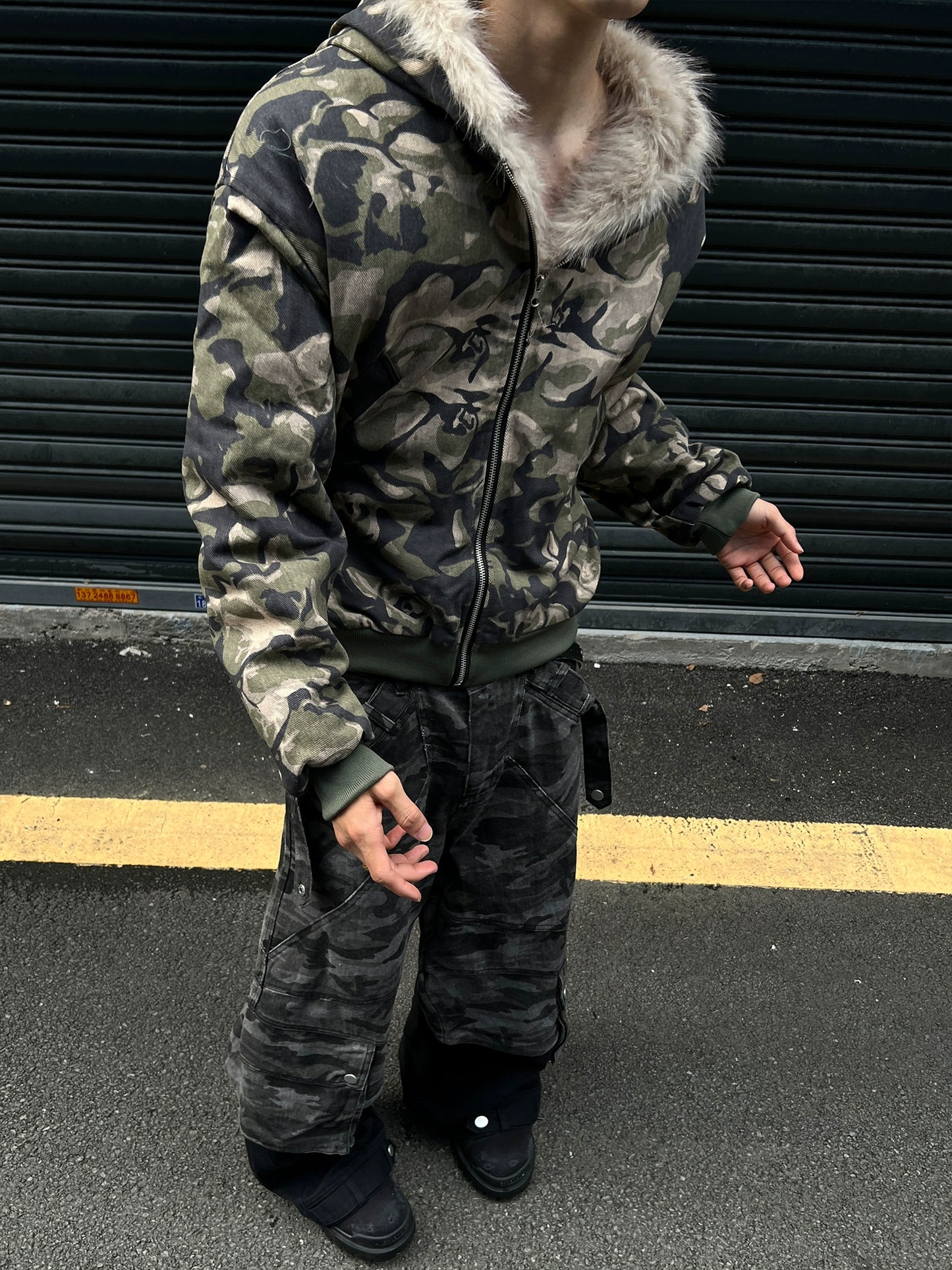 Camouflage Spliced Hoodie Jacket FLG0007