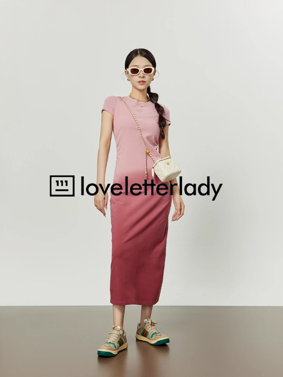Round Neck Gradient Dress LLA0047