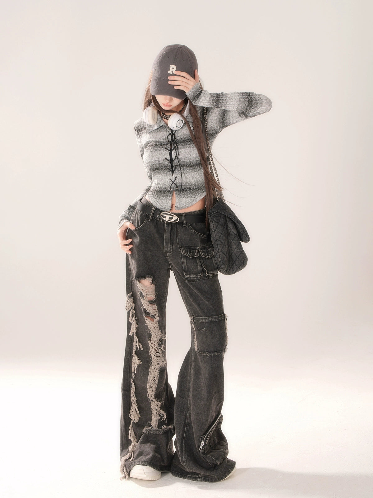 Spicy Damage Cargo Denim Pants KLS0002