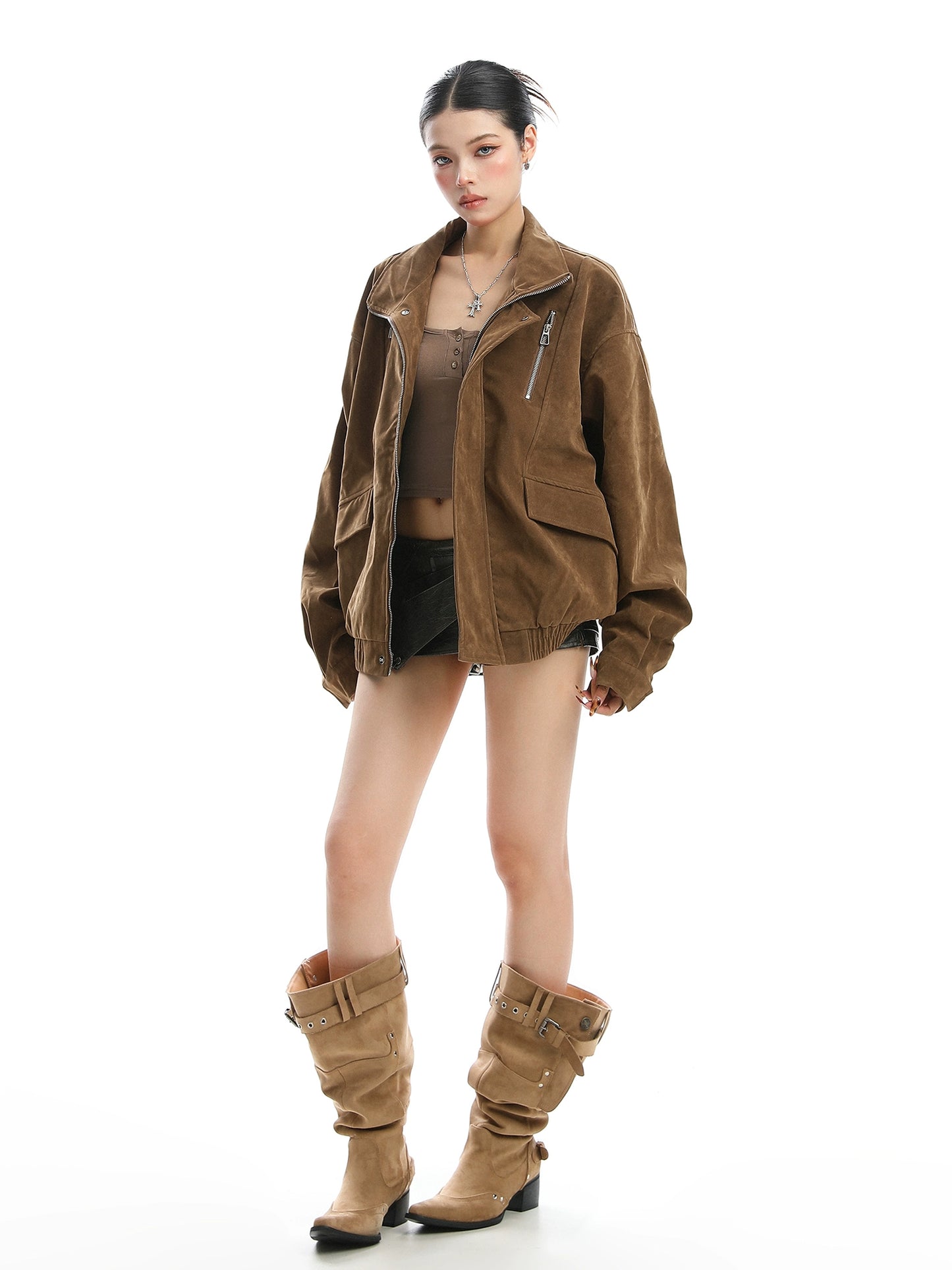 Stand Collar Suede Work Jacket BGS0021