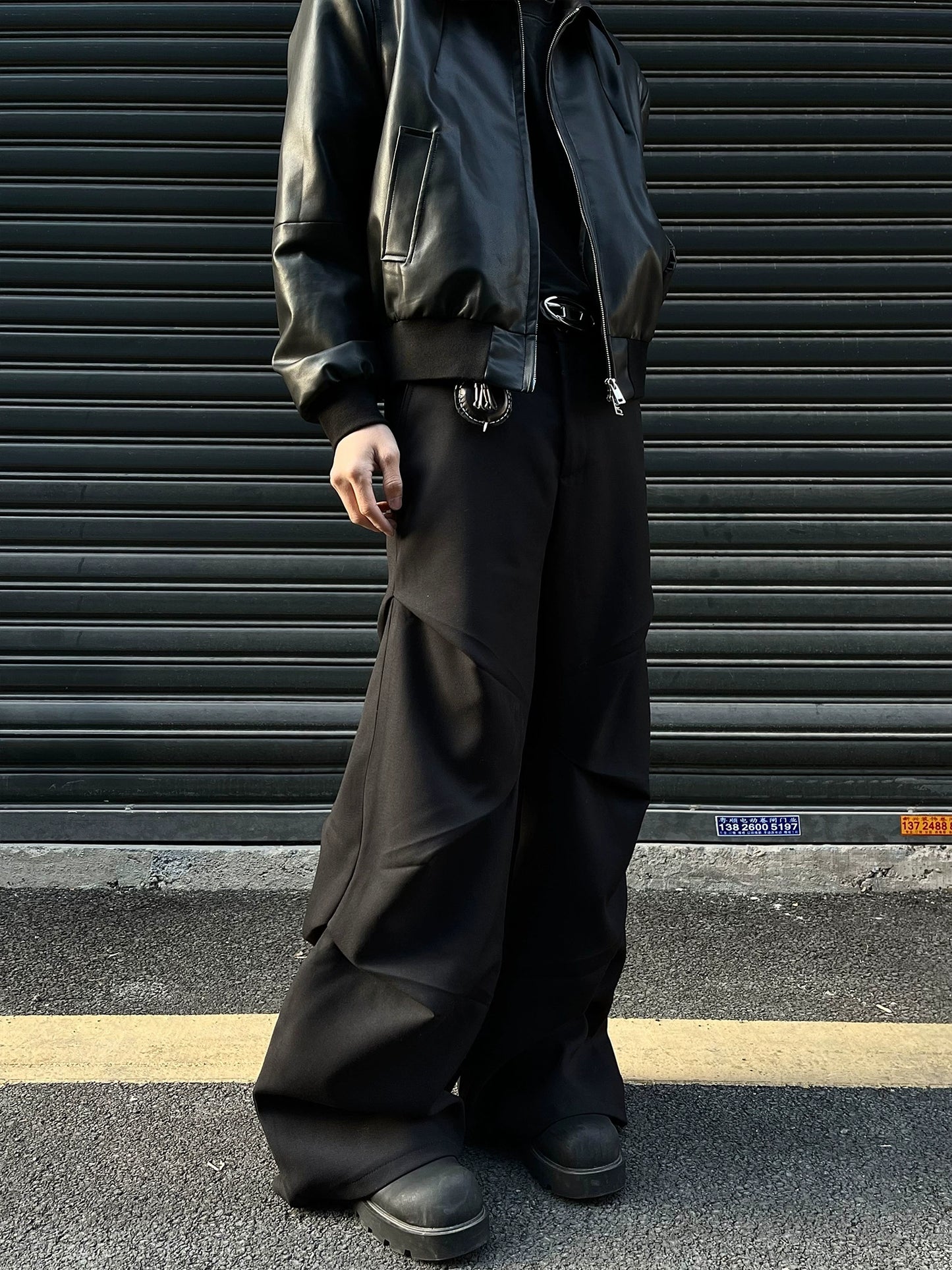 Wide Leg Pleated Casual Pants FLG0005