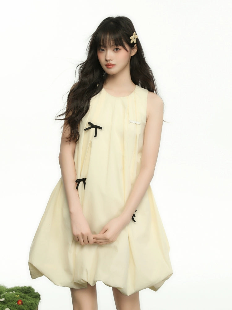 French Yellow Sleeveless Dress LEN0006
