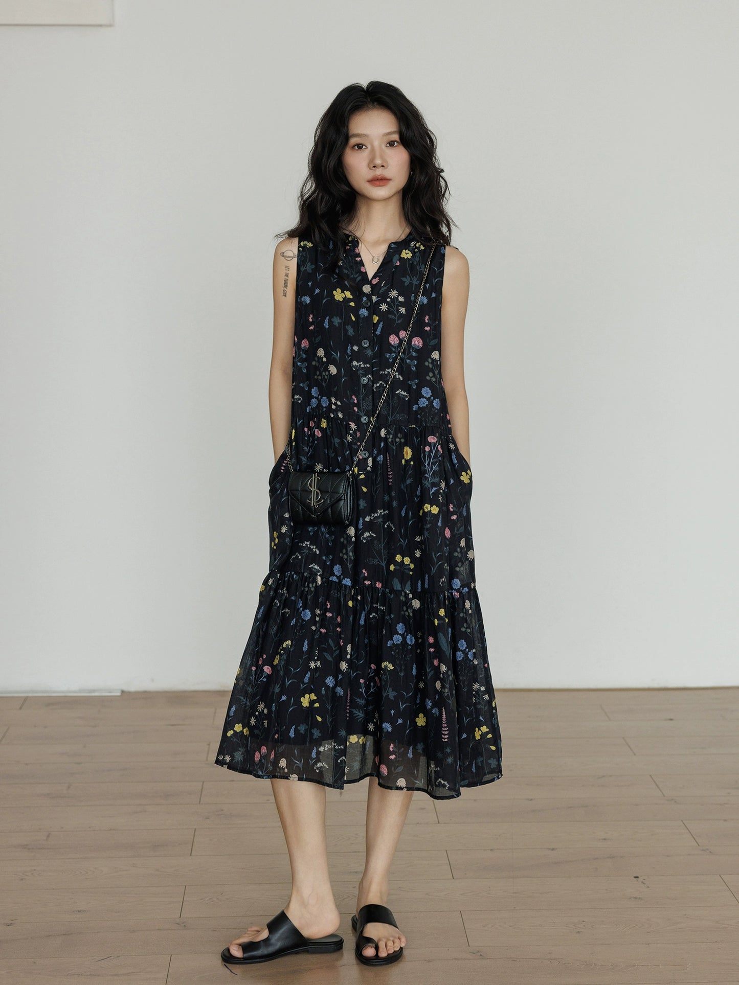 Tiered Flower Long Dress VAS0048