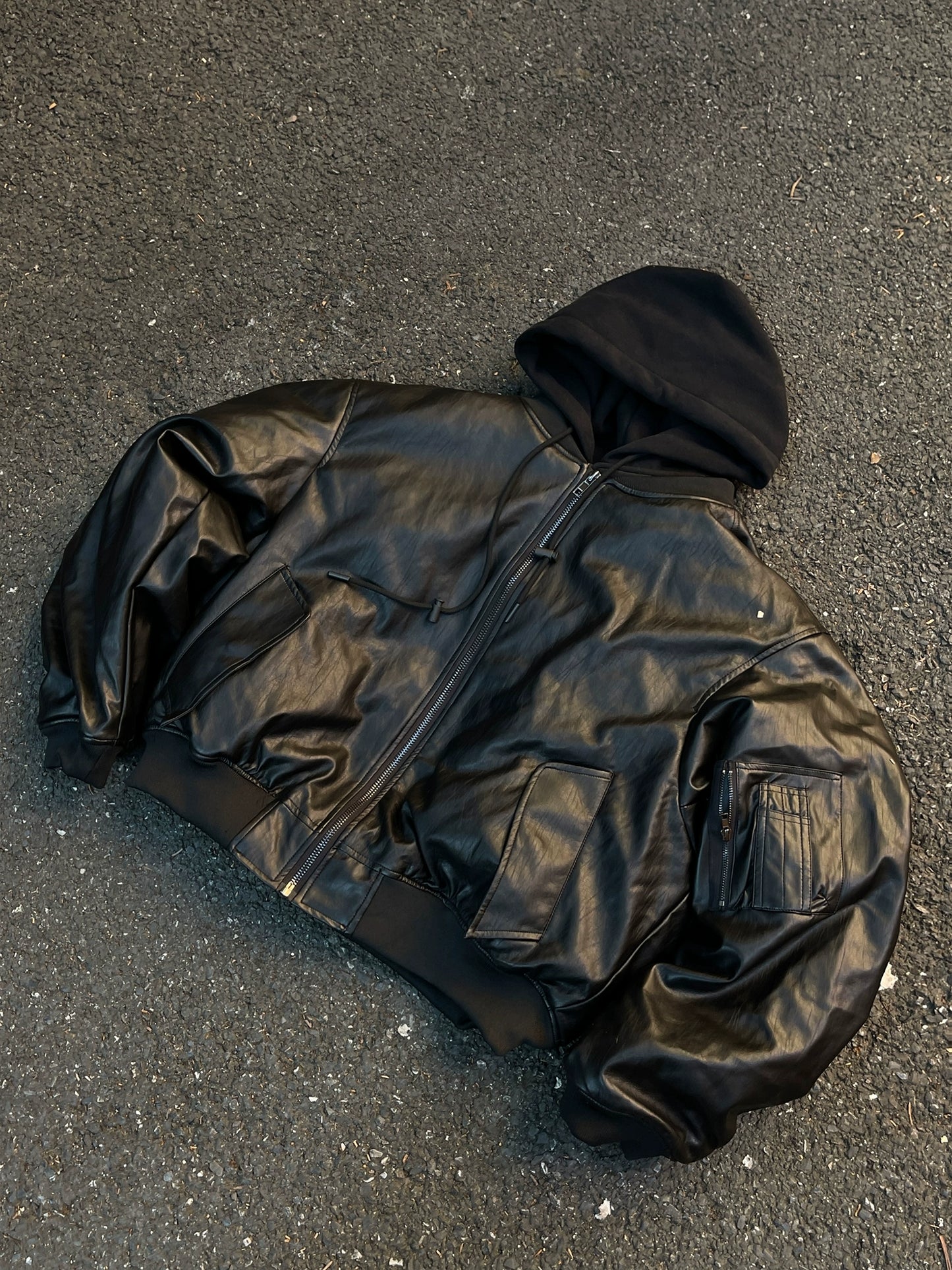 Hood Leather Cotton Jacket FLG0006