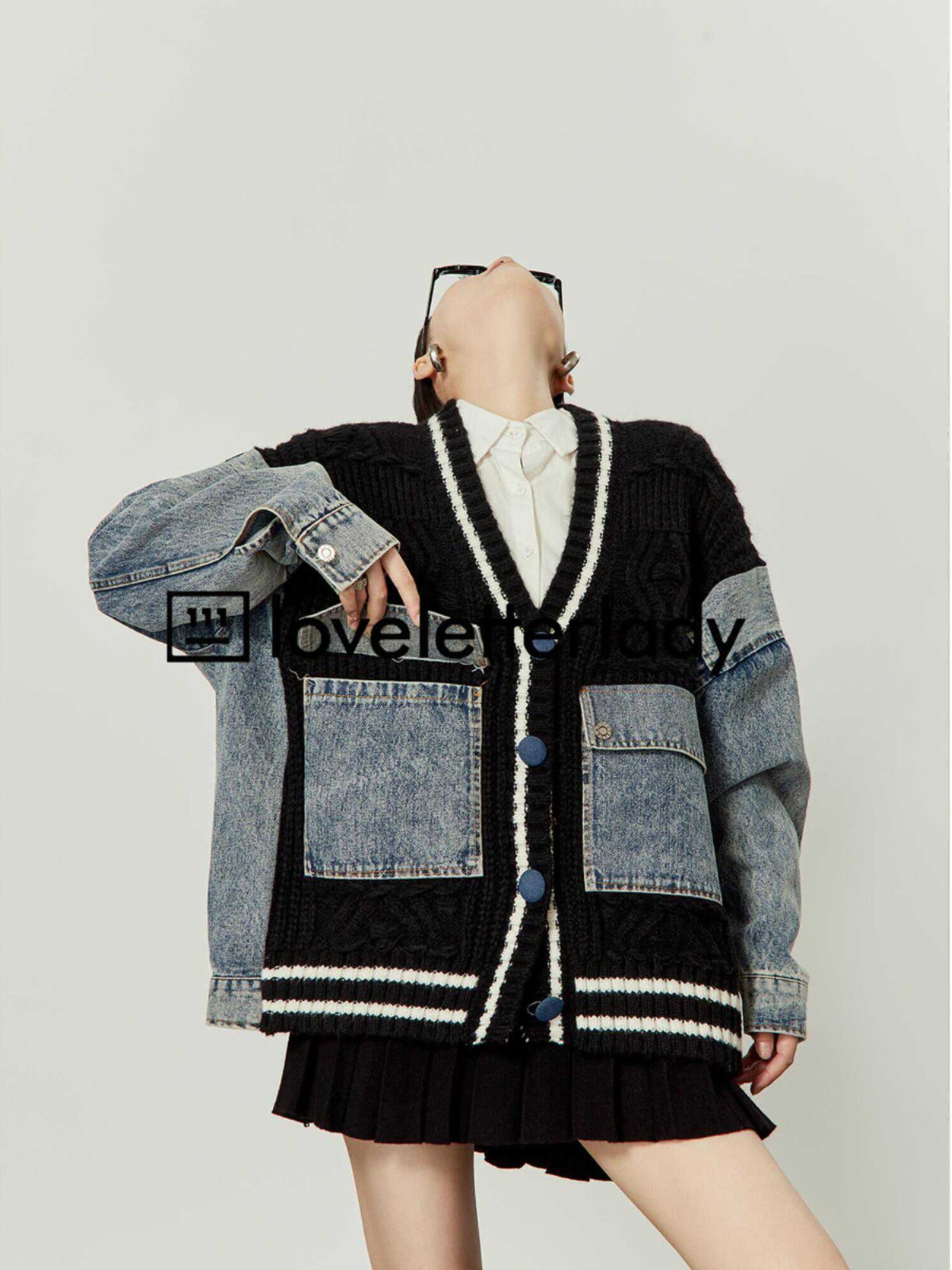 Vintage Stitched Denim Knit Jacket LLA0407