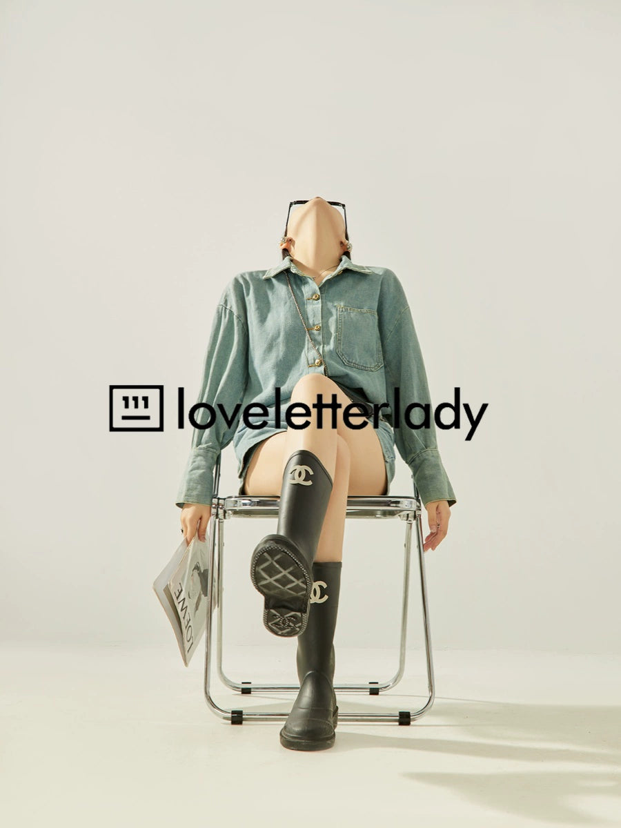 Denim Blue Loose Shirt / Mini Skirt LLA0313