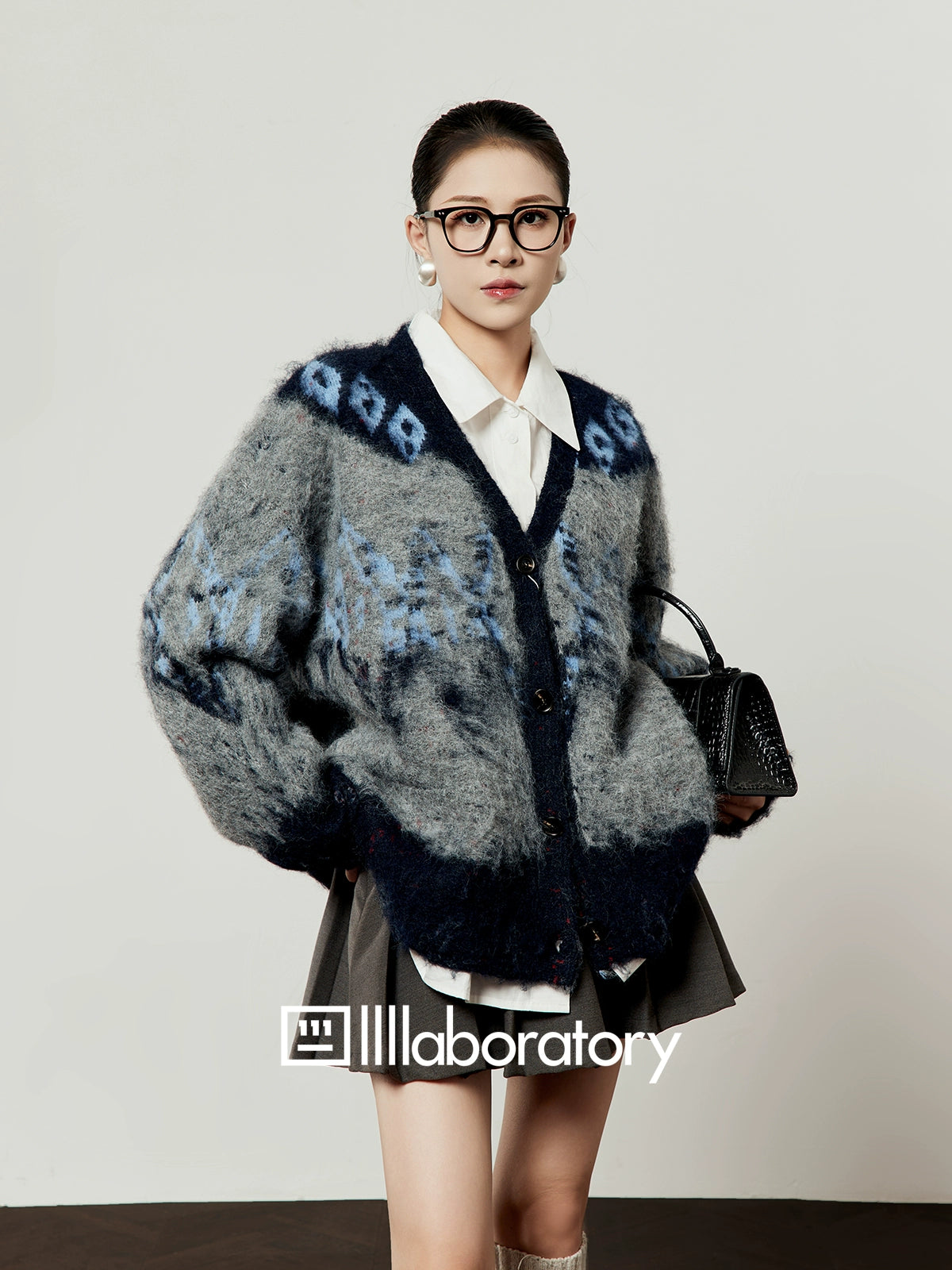Retro Casual Knit Cardigan / Long Sleeve Shirt / Pleated Skirt LLA0533