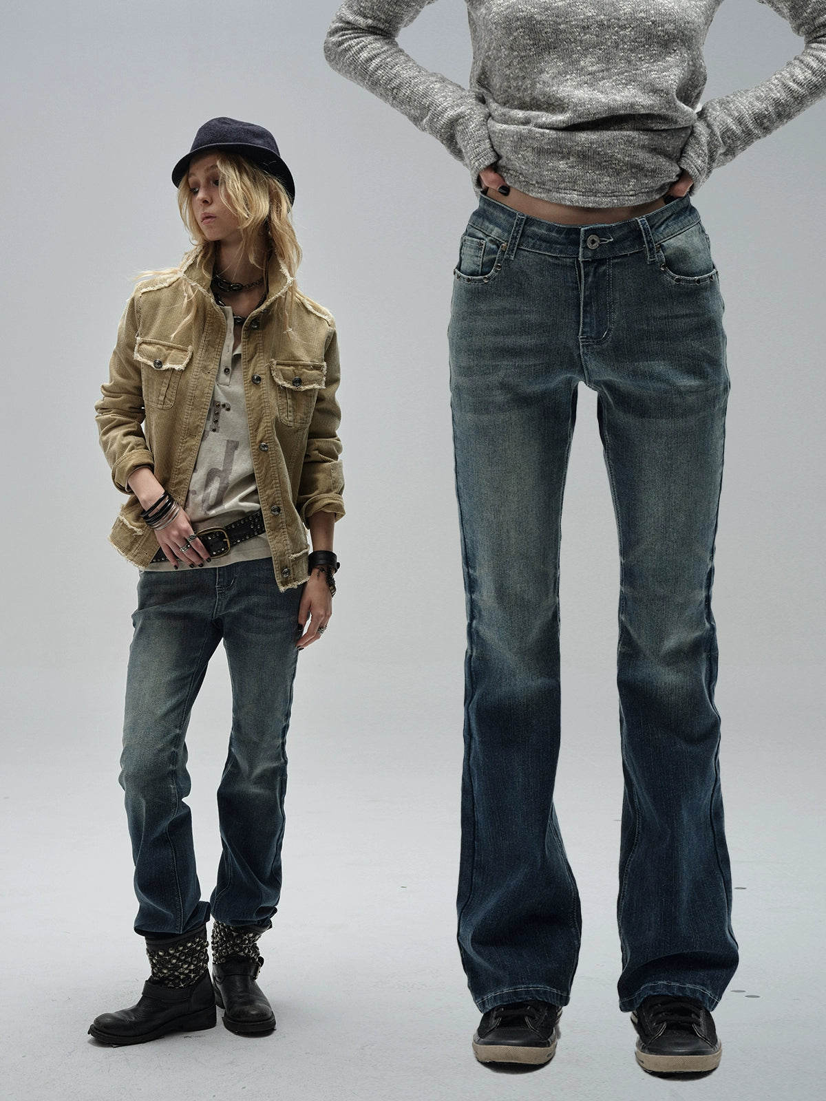 Vintage Washed Flare Jeans WAT0013