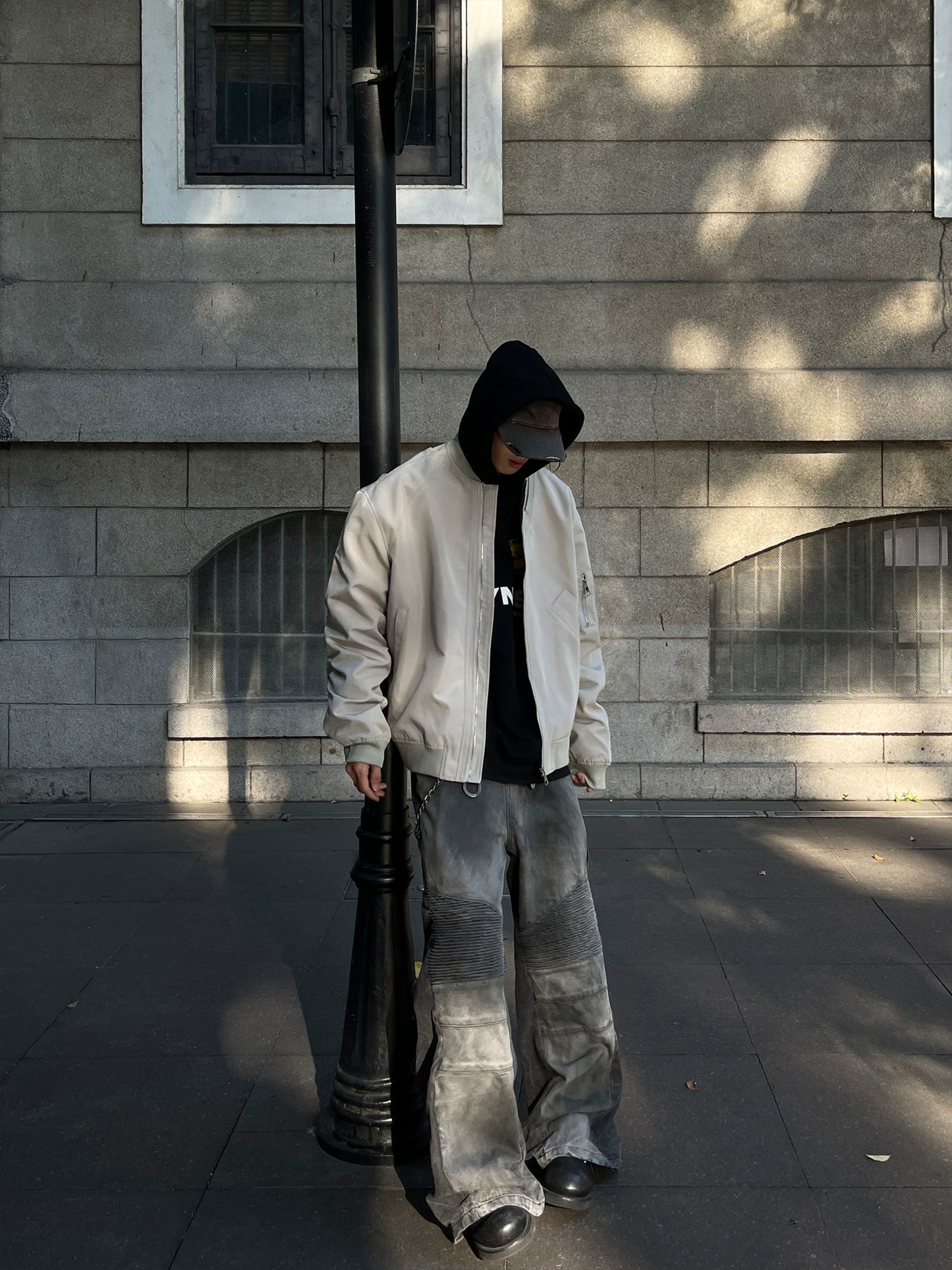 Leather MA-1 Bomber Jacket FLG0010