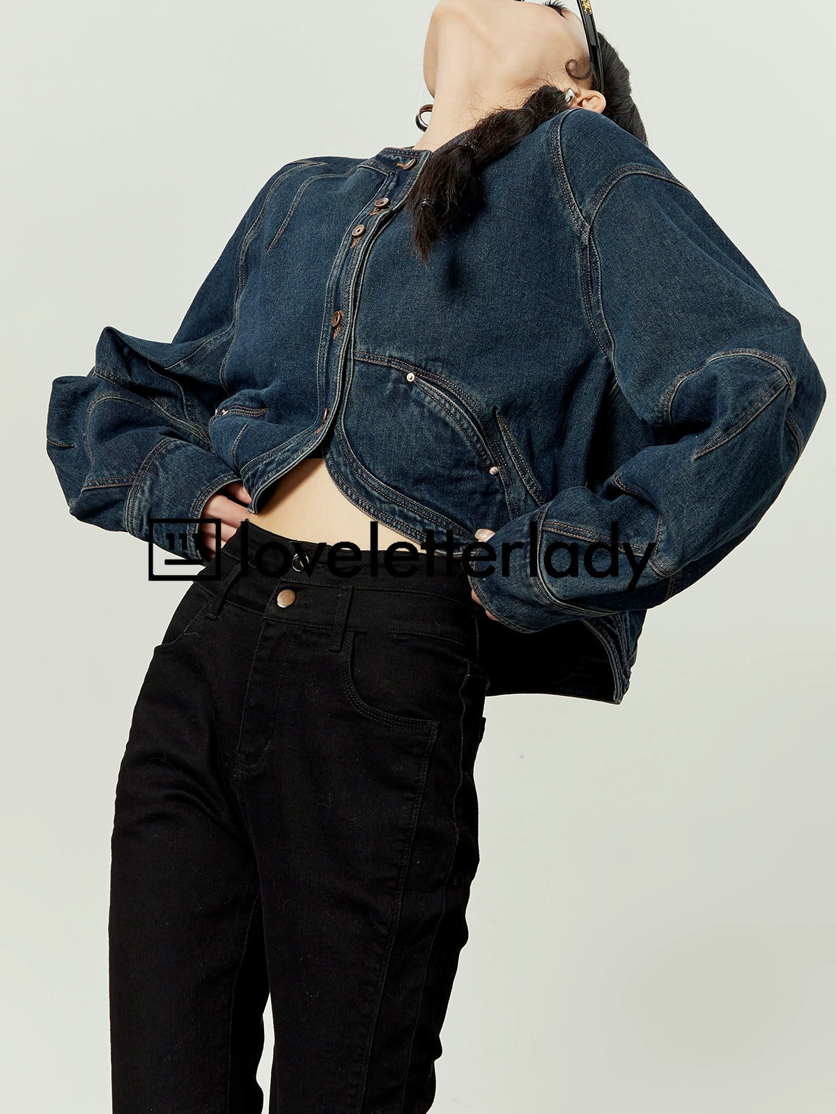 Round Neck Short Denim Jacket LLA0374