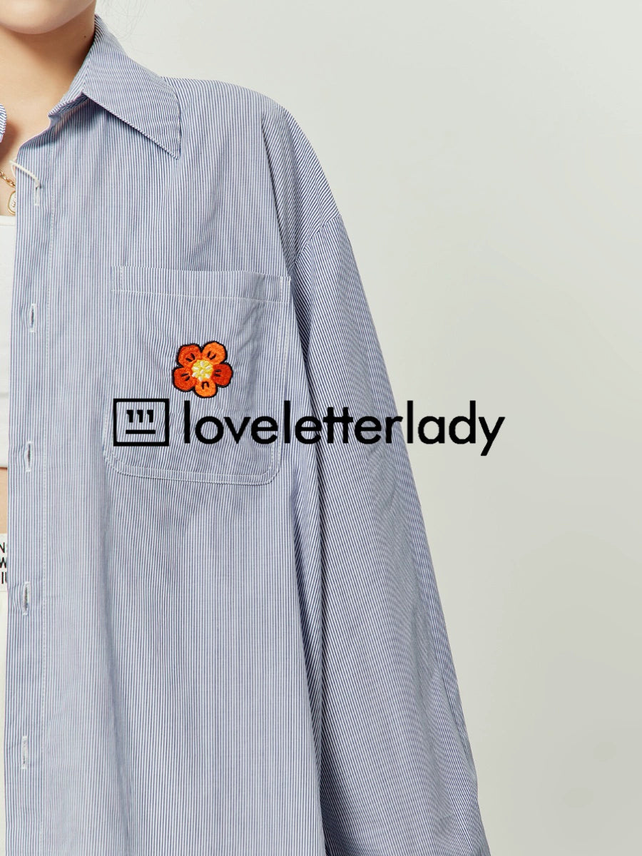 Floral Patch Striped Shirt LLA0051