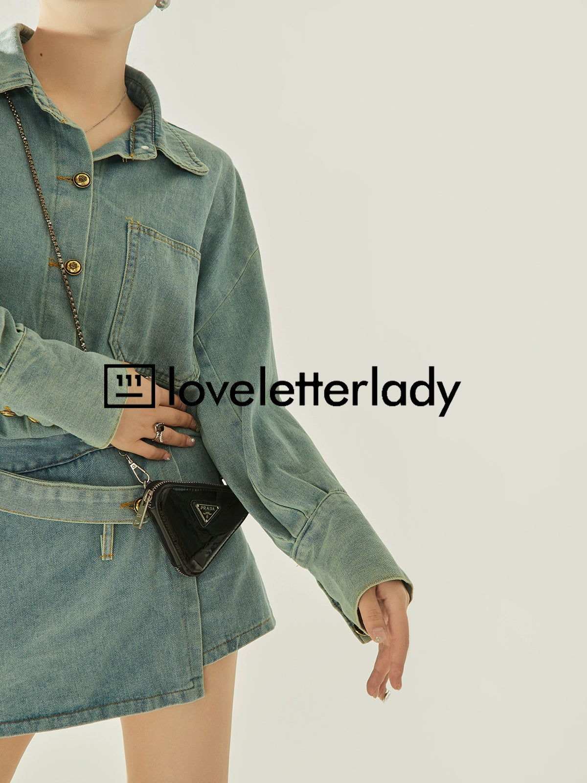 Denim Blue Loose Shirt / Mini Skirt LLA0313