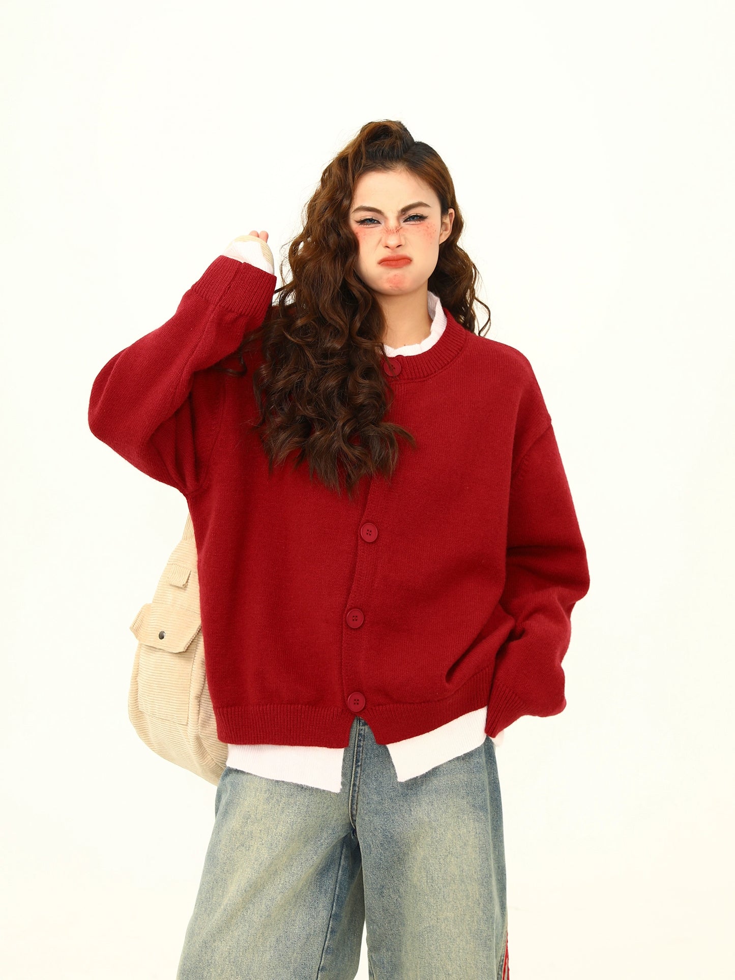 Round Neck Knit Cardigan WDZ0035