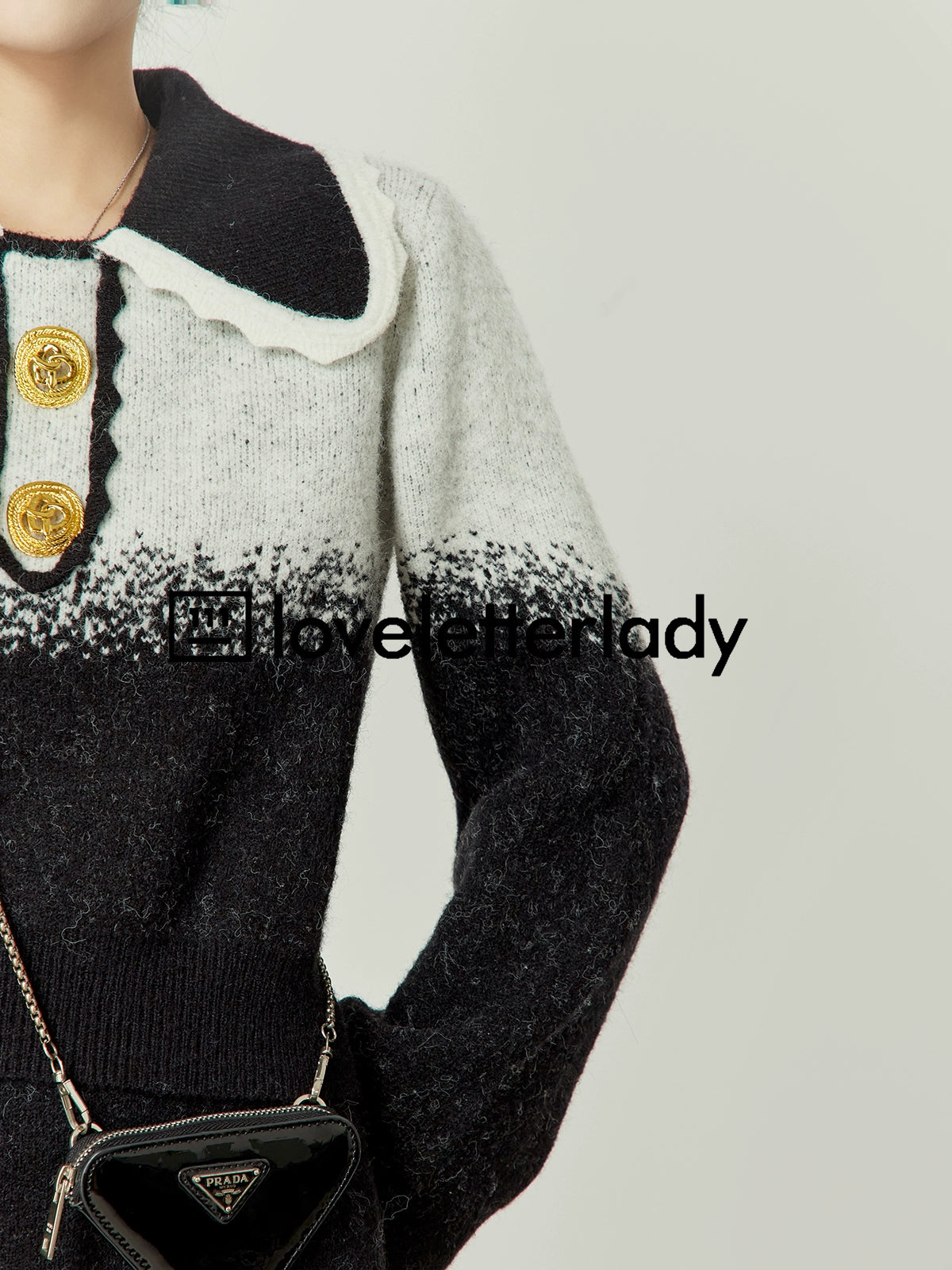 Retro Black And White Gradient Knit / Skirt LLA0326