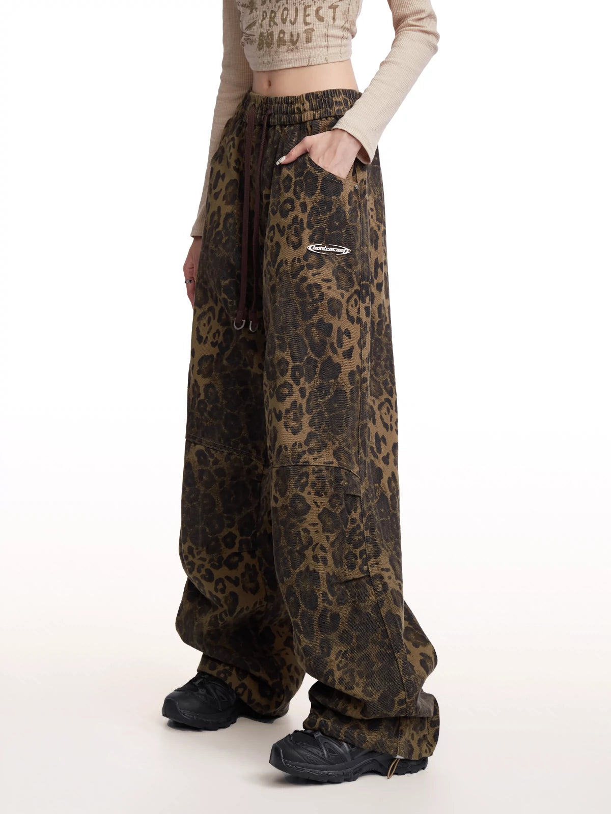 Leopard Print Banding Wide Pants RSM0001