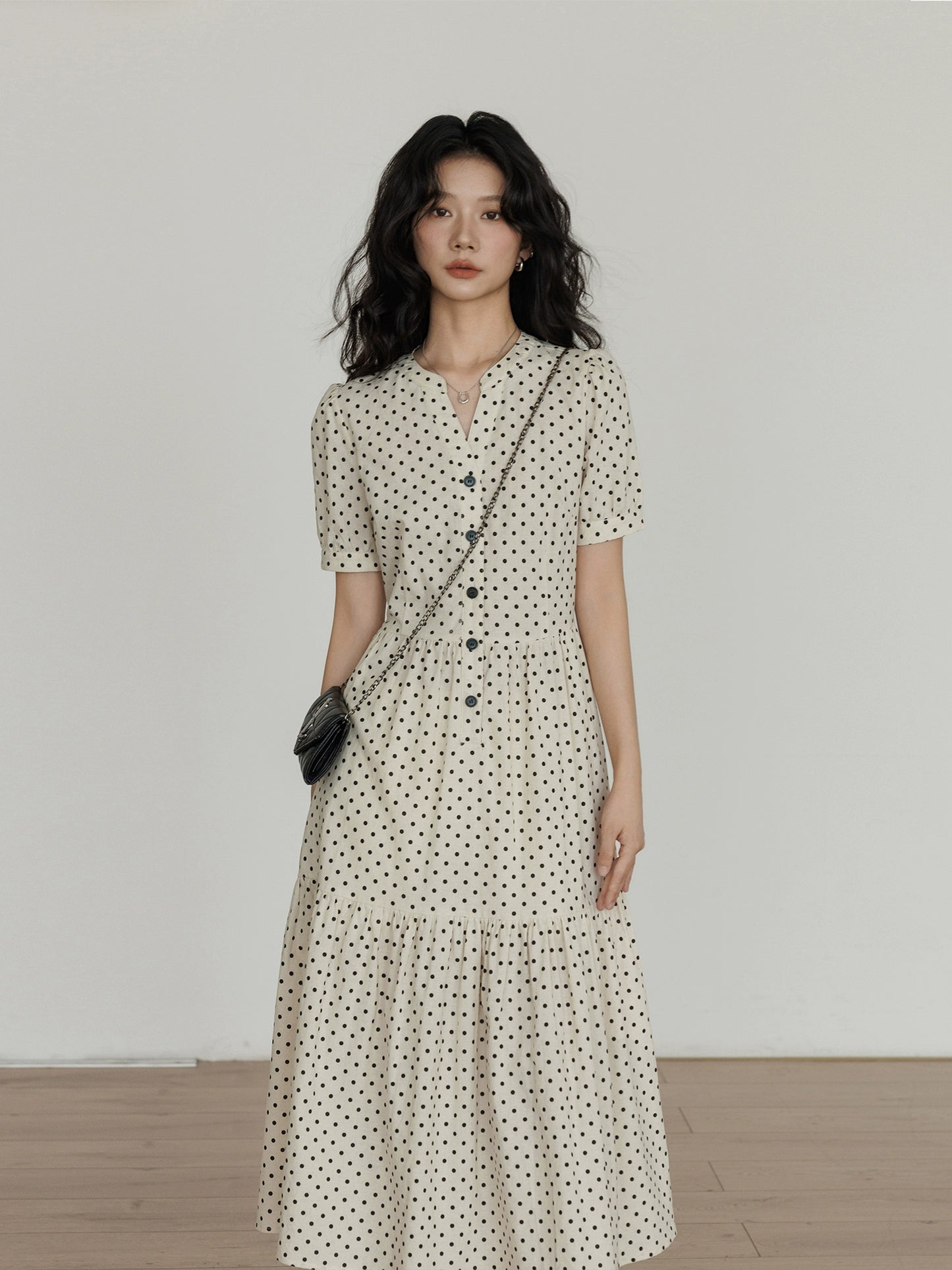 Dot Sheer Puff Sleeve Dress VAS0025