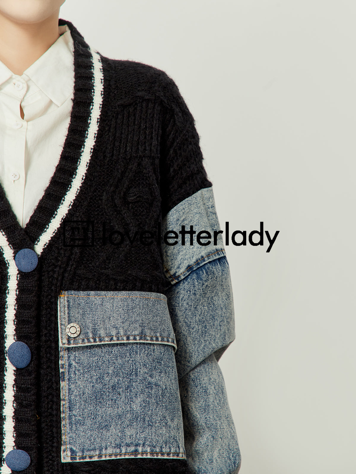 Vintage Stitched Denim Knit Jacket LLA0407