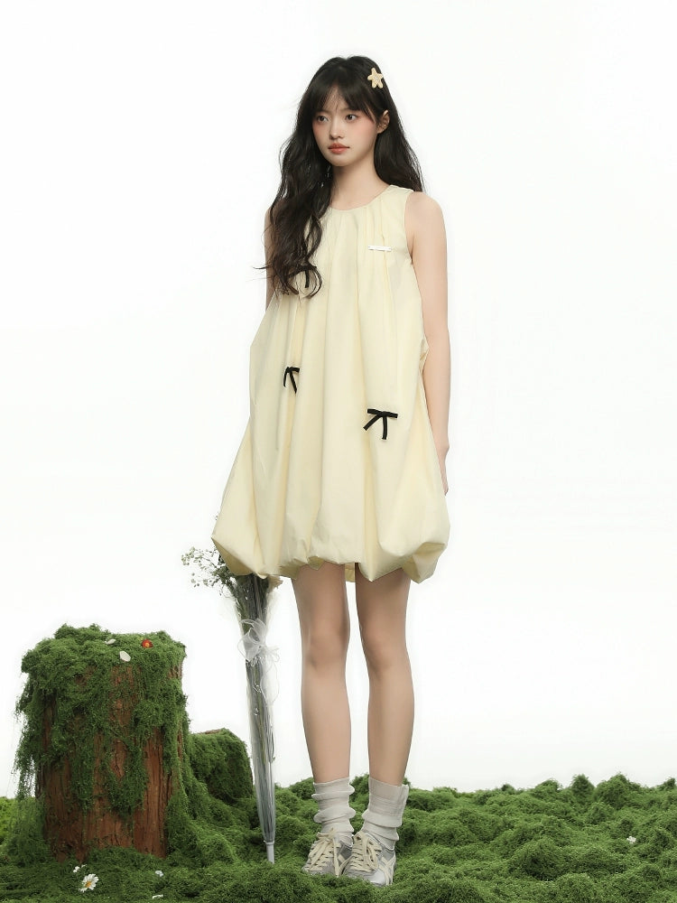 French Yellow Sleeveless Dress LEN0006