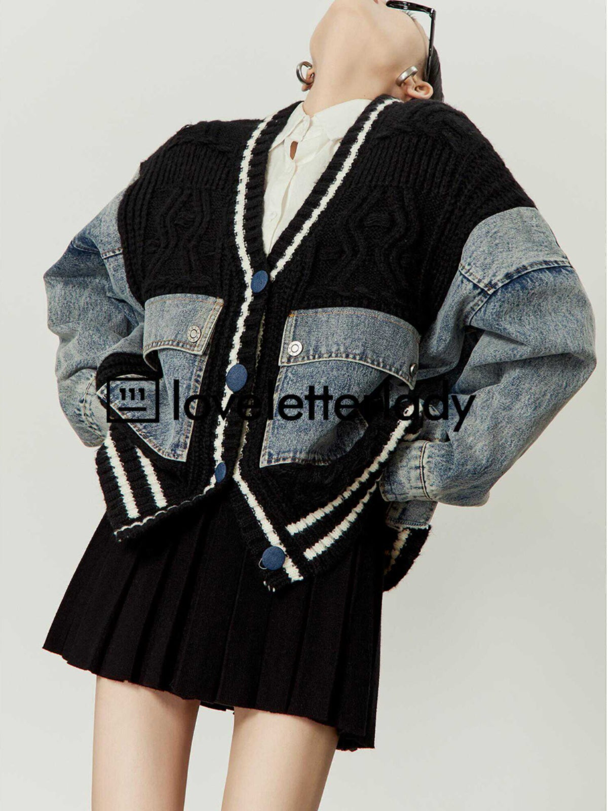 Vintage Stitched Denim Knit Jacket LLA0407