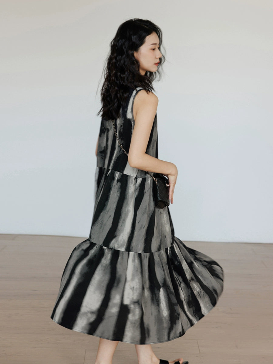 Sleeveless Tiedye Flare Dress VAS0079