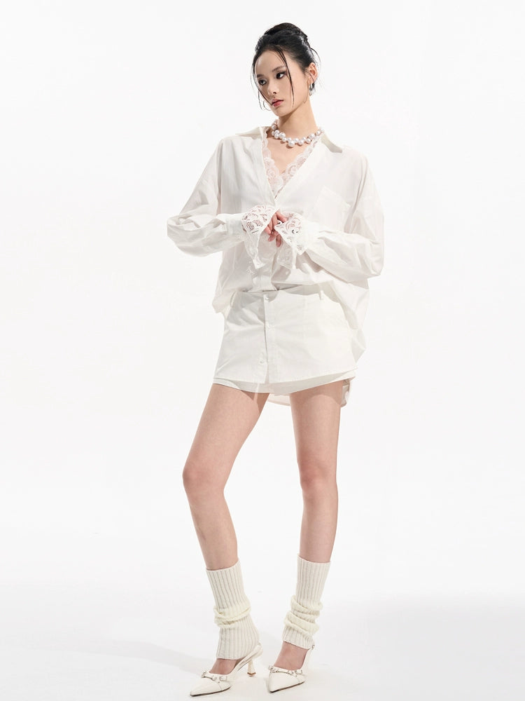 Vintage Lace Two-Piece Shirt / Shirt Skirt TUW0005