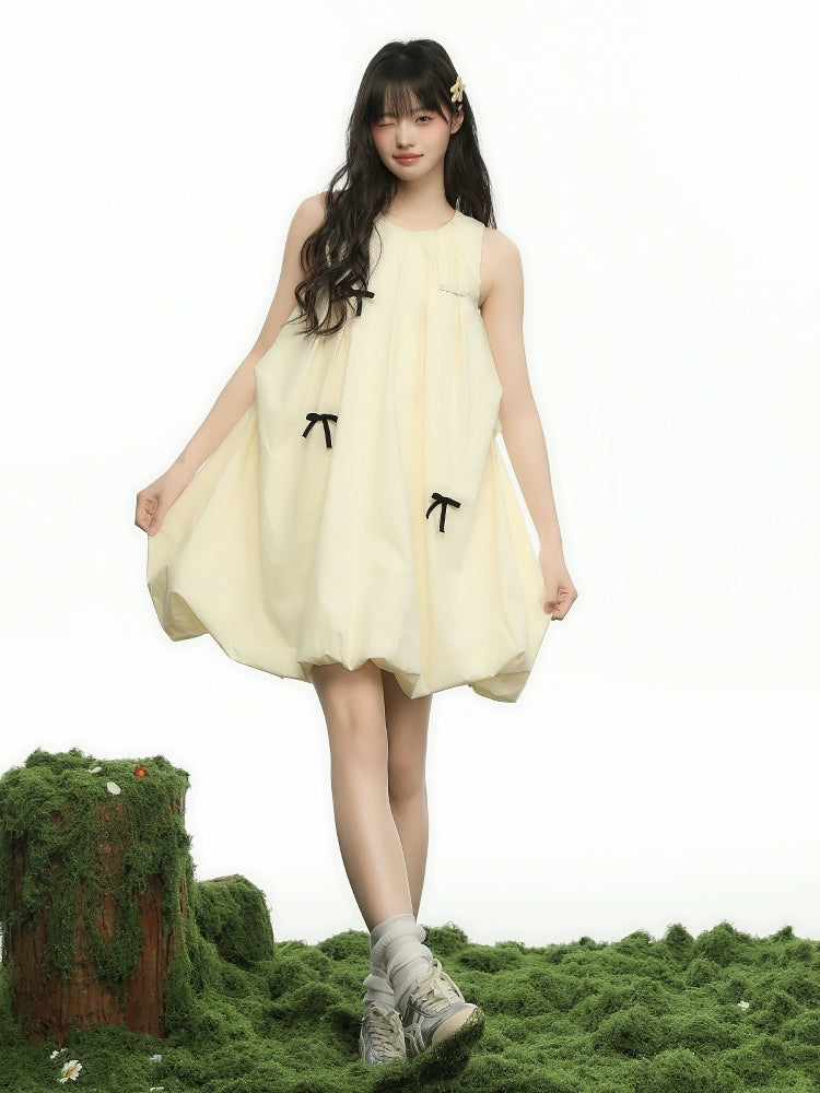 French Yellow Sleeveless Dress LEN0006