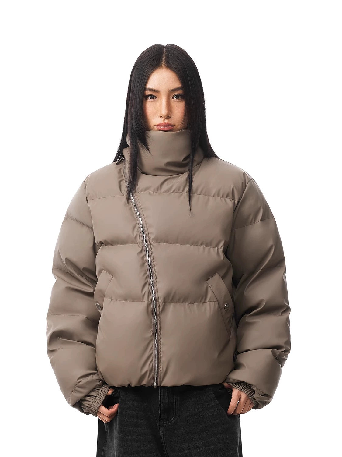 Zipper Stand Collar Short Down Jacket FDR0011