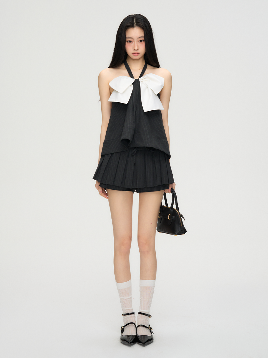White Ribbon Halterneck Camisole PUC0019
