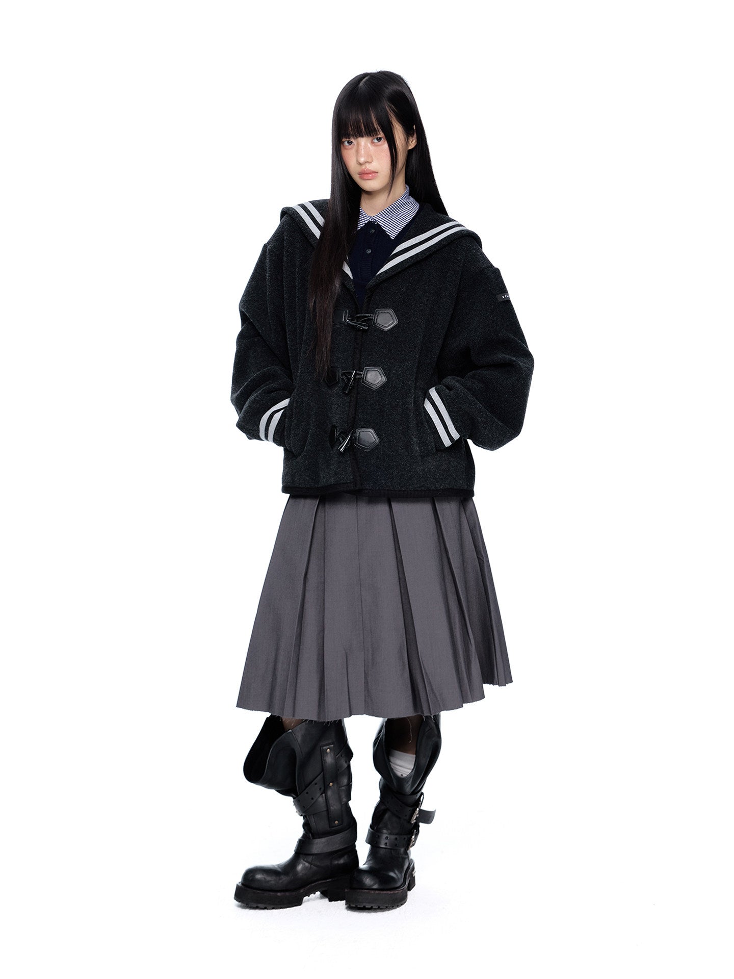 Sailor Collar Duffle Coat EZK0096