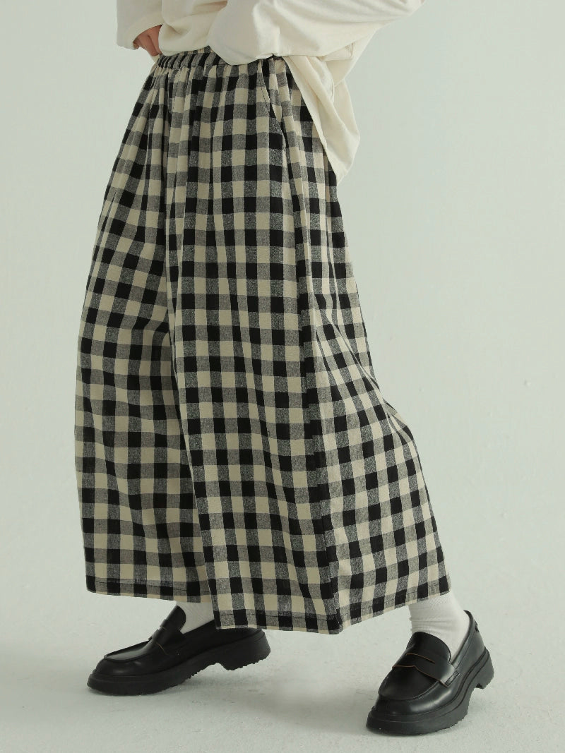Plaid Linen Wide Pants EPR0003