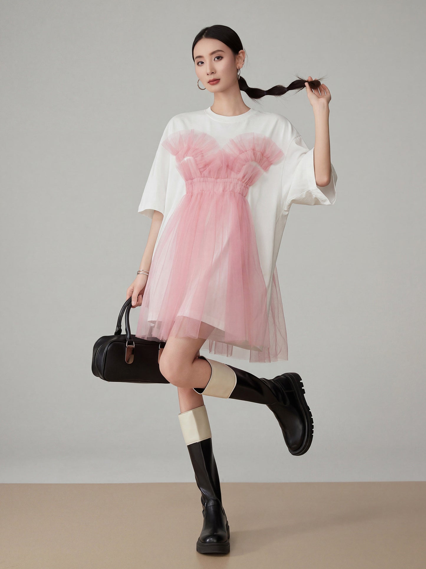 Tulle Layered Style T-Shirt Dress FER0137