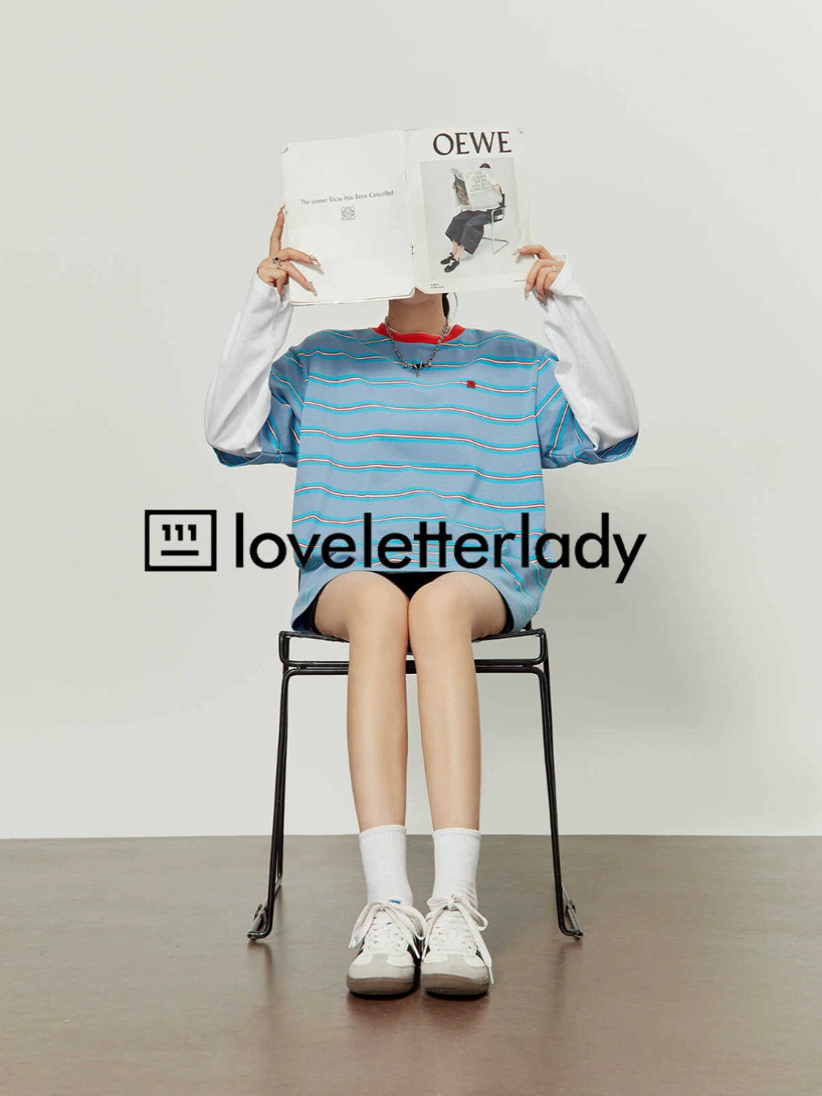 Blue Layered Long Sleeve T-Shirt LLA0304