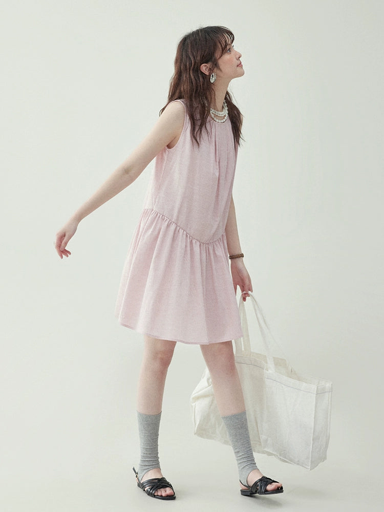 Pink Striped Sleeveless Dress AMU0020