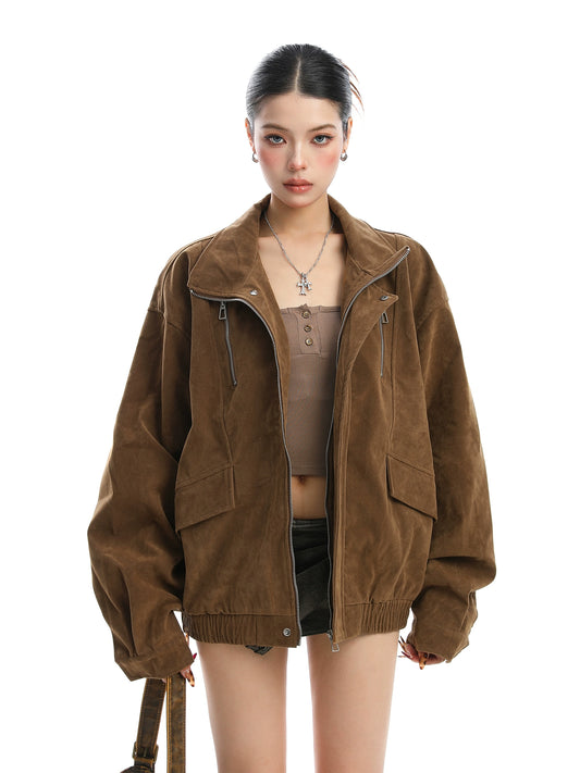 Stand Collar Suede Work Jacket BGS0021