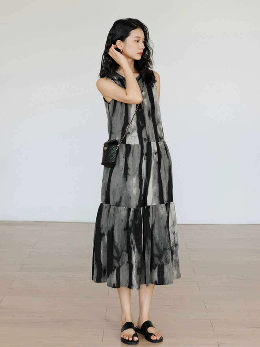 Sleeveless Tiedye Flare Dress VAS0079